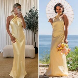 Show Me Your MuMu Pale Yellow Jasmine Halter Dress